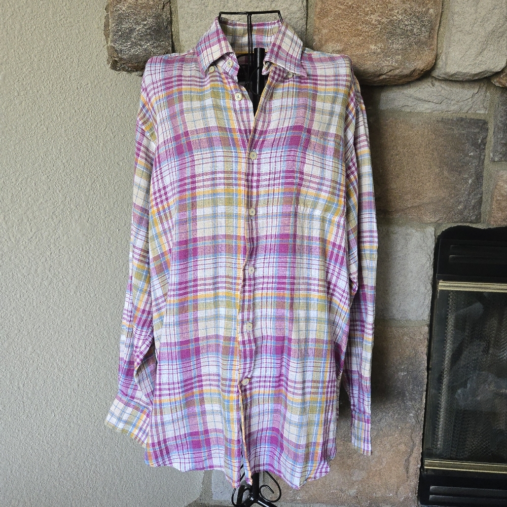 Robert Talbott Classic Men's Button-Down Linen Shirt